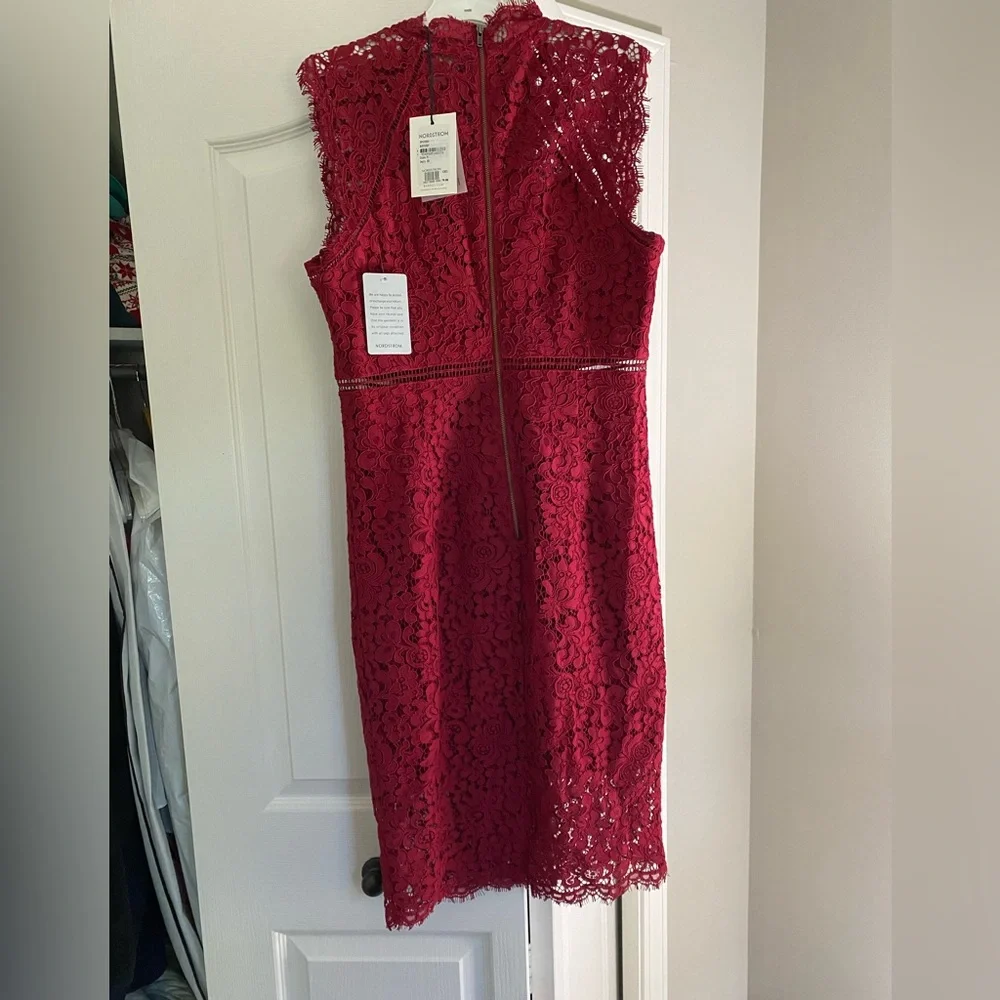NWT Bardot Lace Cut Out Sleeveless Dress - Red - Picture 4 of 6